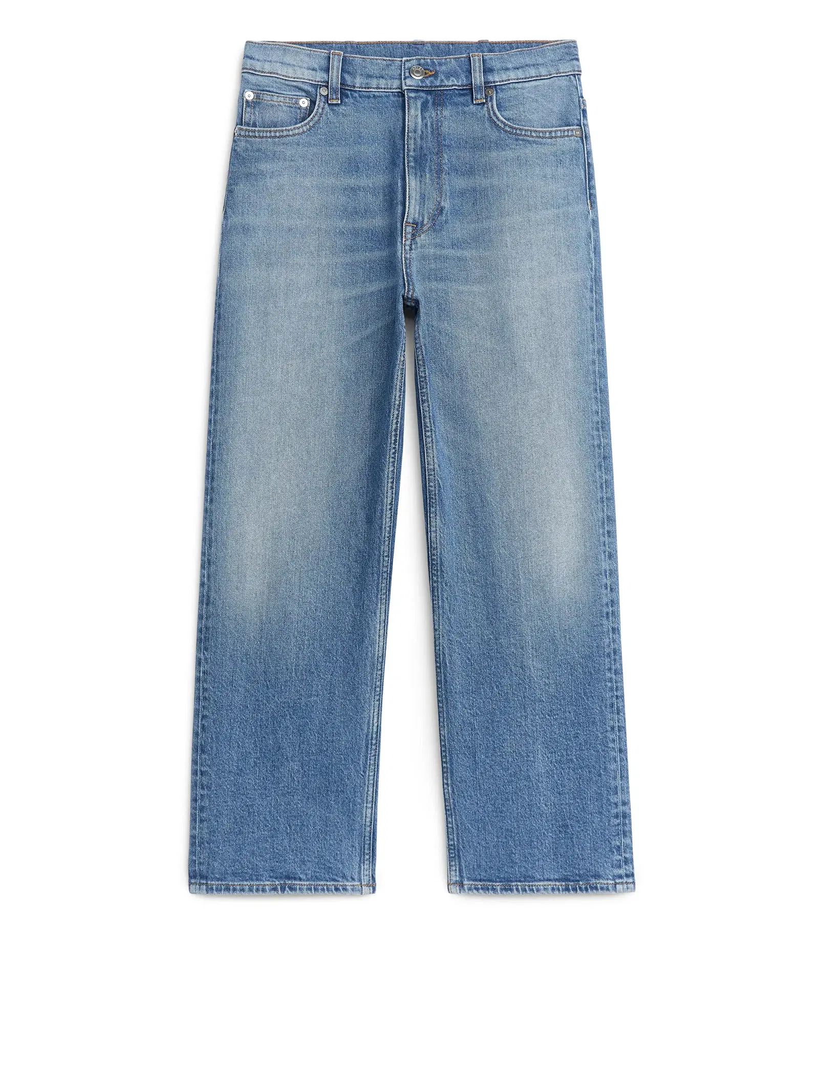 ARKET ROSE Cropped Straight Stretch Jeans in Blue | Endource