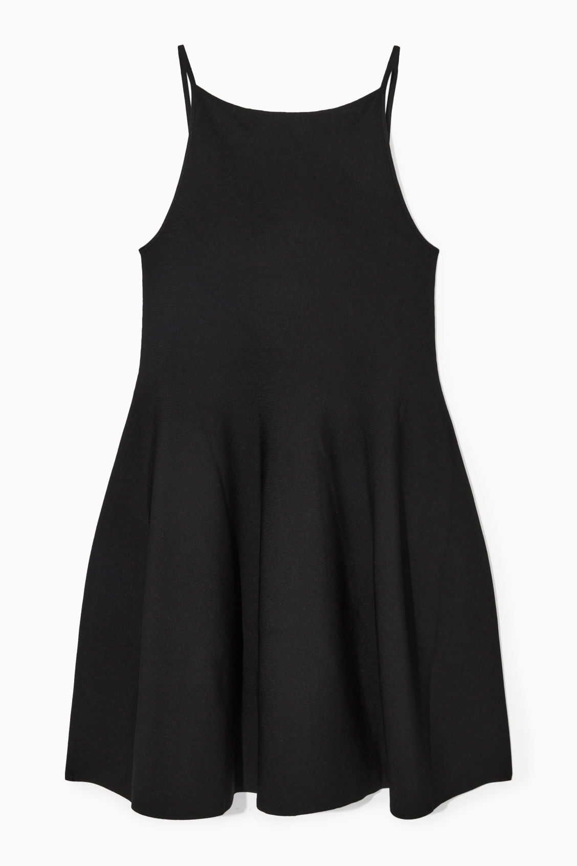 COS Square-Neck Knitted Mini Dress in BLACK | endource