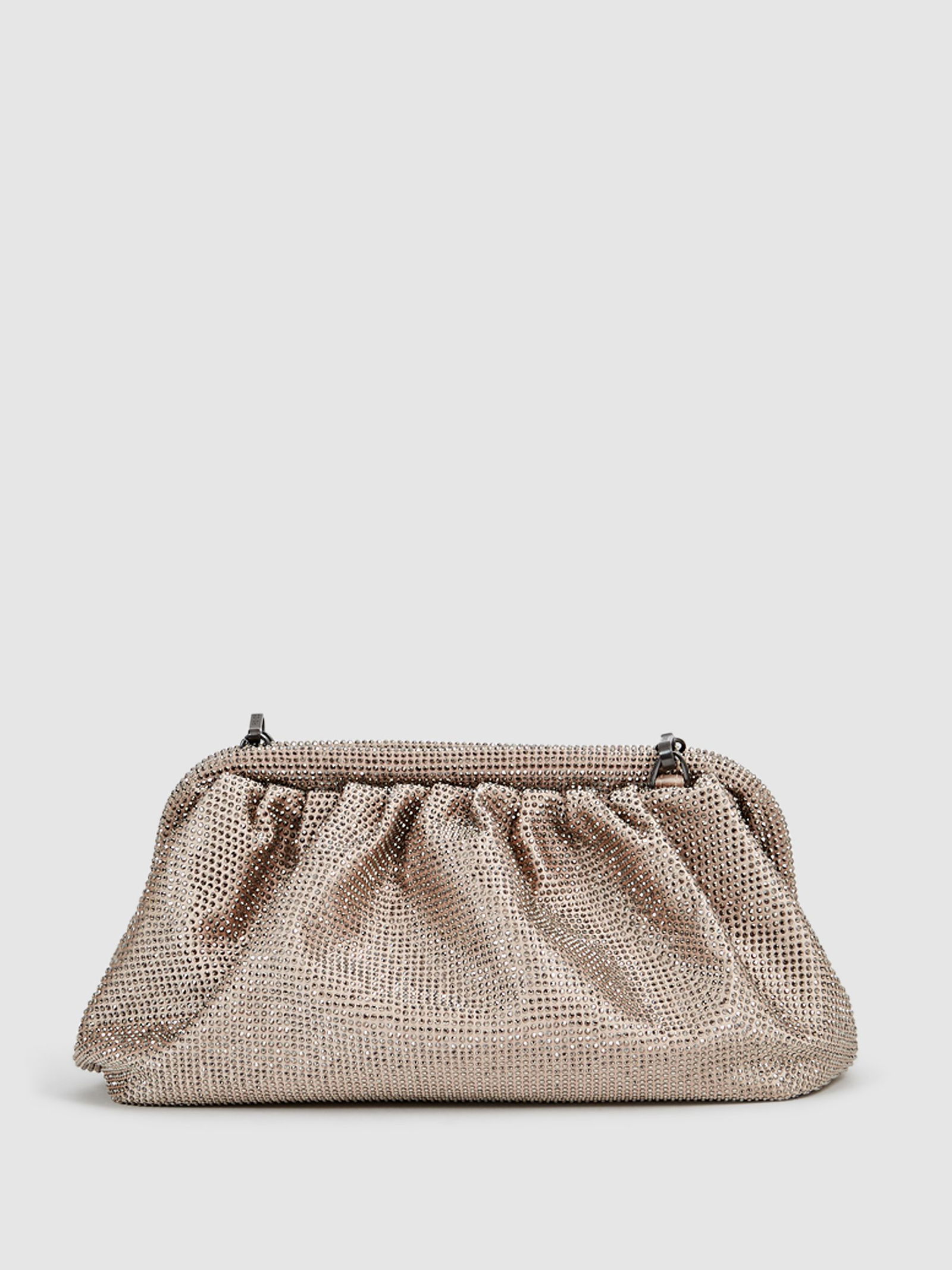 REISS Clementine Hotfix Studded Shoulder Bag in Nude Endource