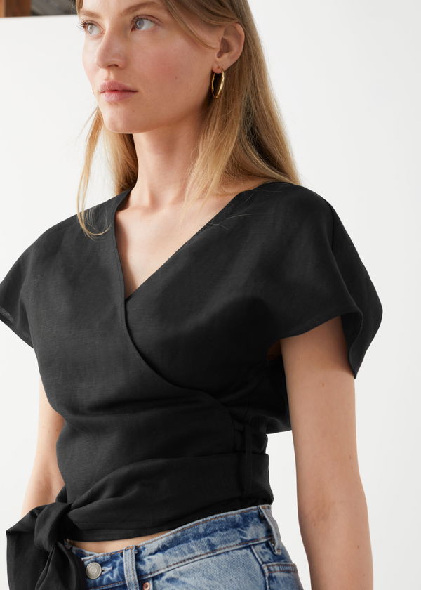 & OTHER STORIES Linen Blend Wrap Top Endource