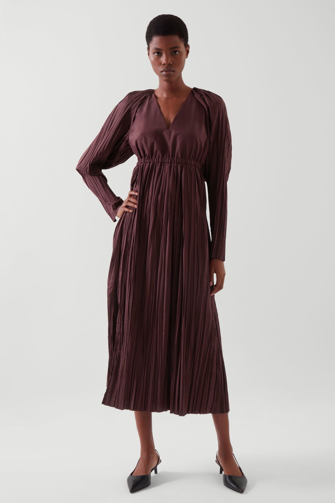 strapless open back dress Maxi Long Sleeve Satin Wrap Dress I Satin Bridesmaid Dresses – UME London main image 1