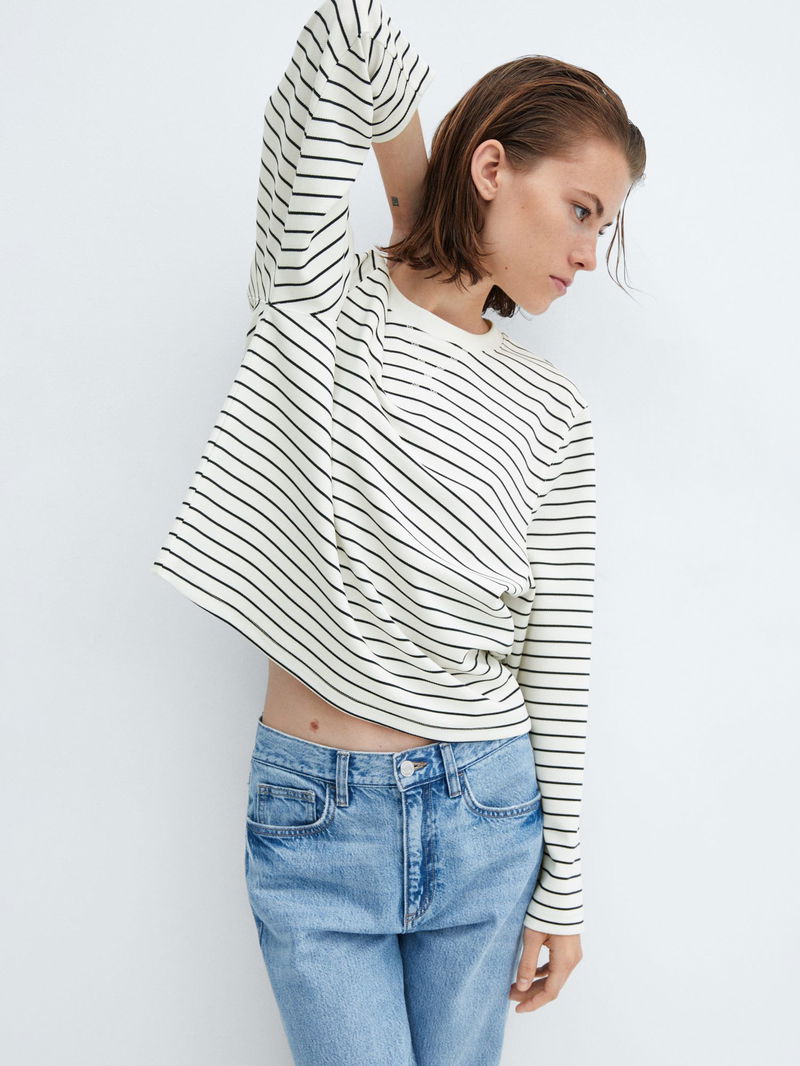 Mango Black And Grey Striped Sweater Women's Mango Striped