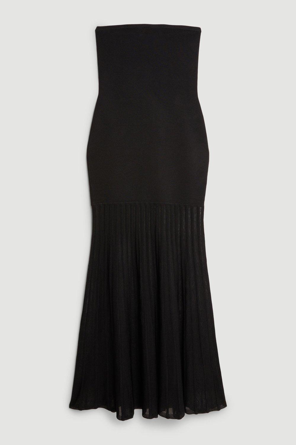 strapless open back dress Milly Rudy Off The Shoulder Sheer Knit Midi Dress Medium main image 0