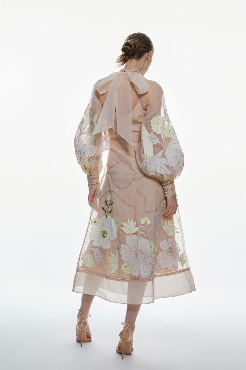 chinese dress ladies Petal Whispers Mesh Floral Applique Maxi Dress  VICI
