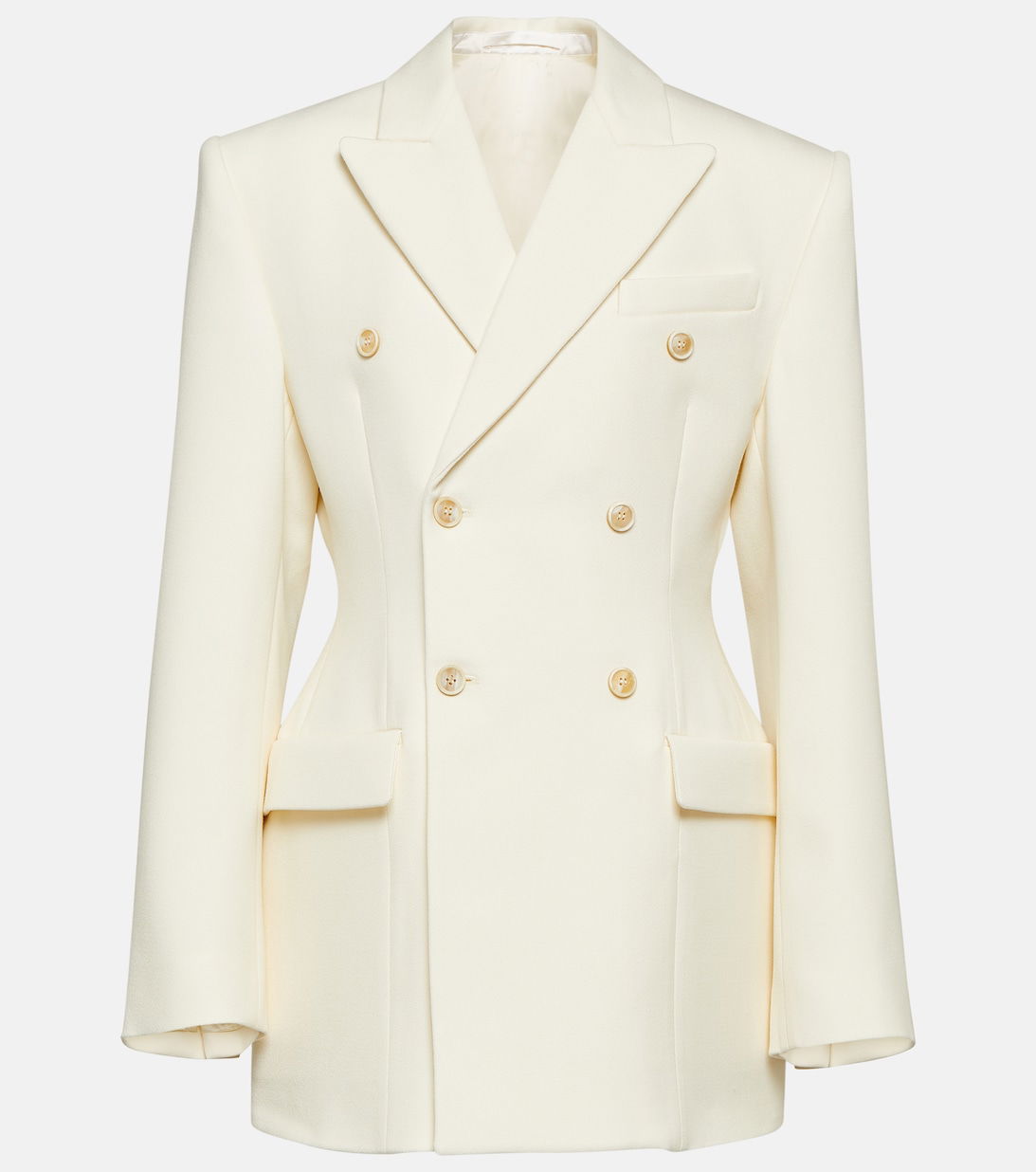 WARDROBE.NYC Contour Double-Breasted Wool Blazer in White