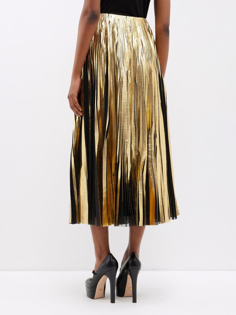 gold-metallic-pleated-midi-skirt-black-dot-high-neck-top-gucci-wide-waist-belt-classic-style-fashion-work-wear-blog-nyc8  - MEMORANDUM