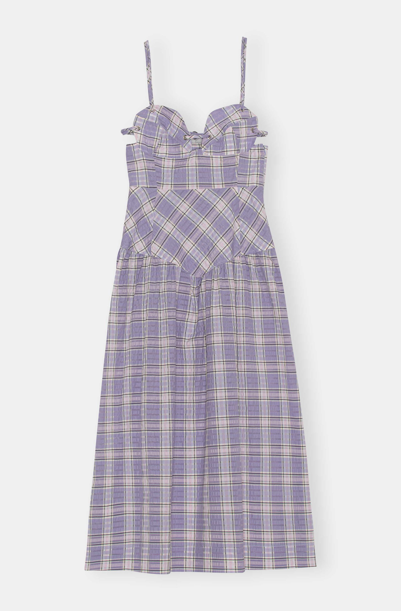 ganni seersucker dress purple Ganni Checked Seersucker Purple Dress by Ganni