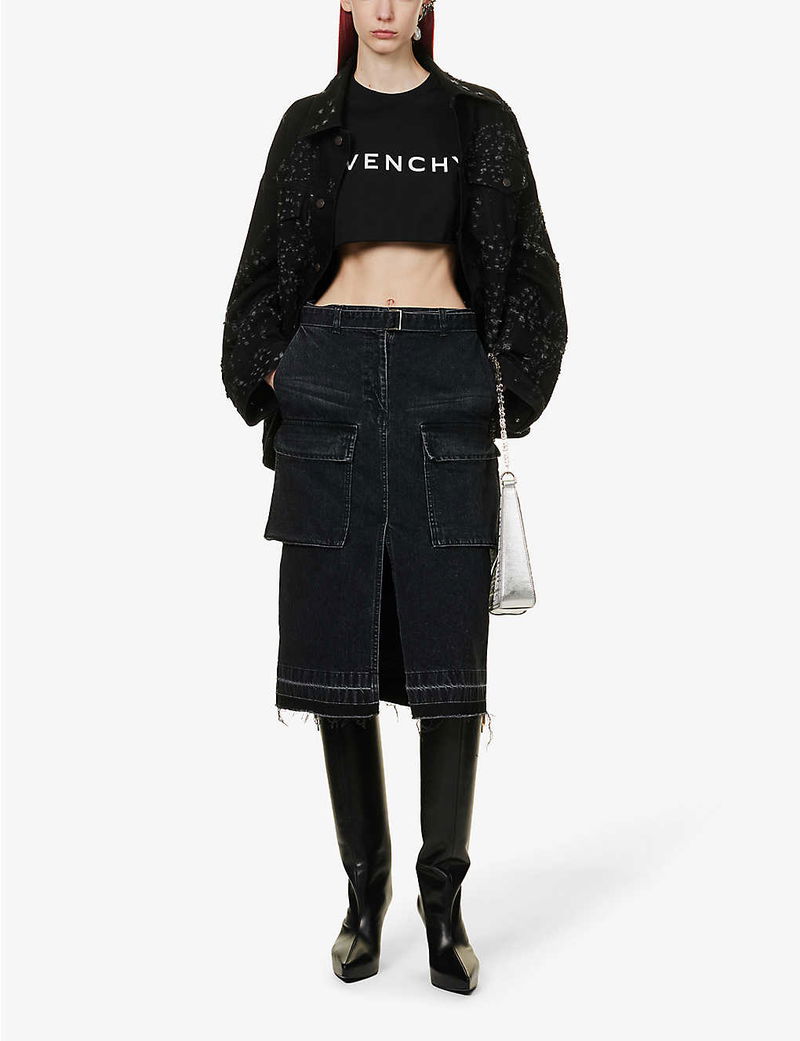 Logo cropped T-shirt in black - Givenchy