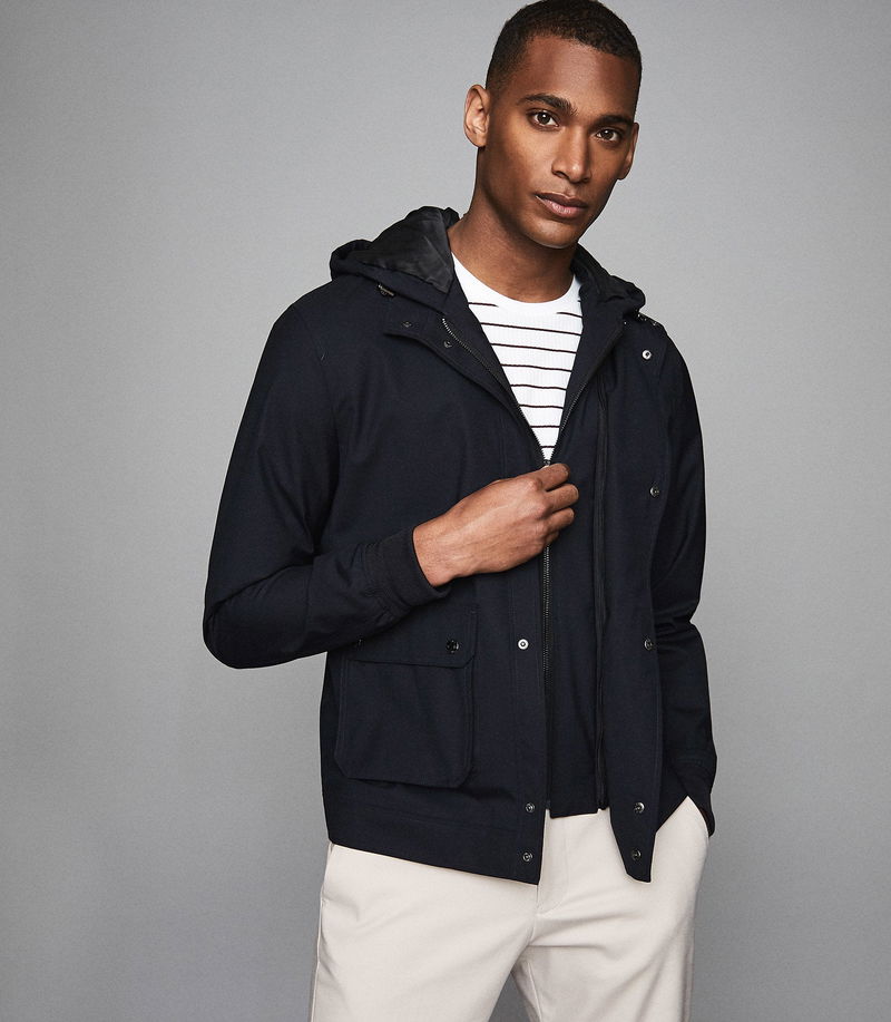 REISS Bevan Two-In-One Casual Jacket in Navy | endource 