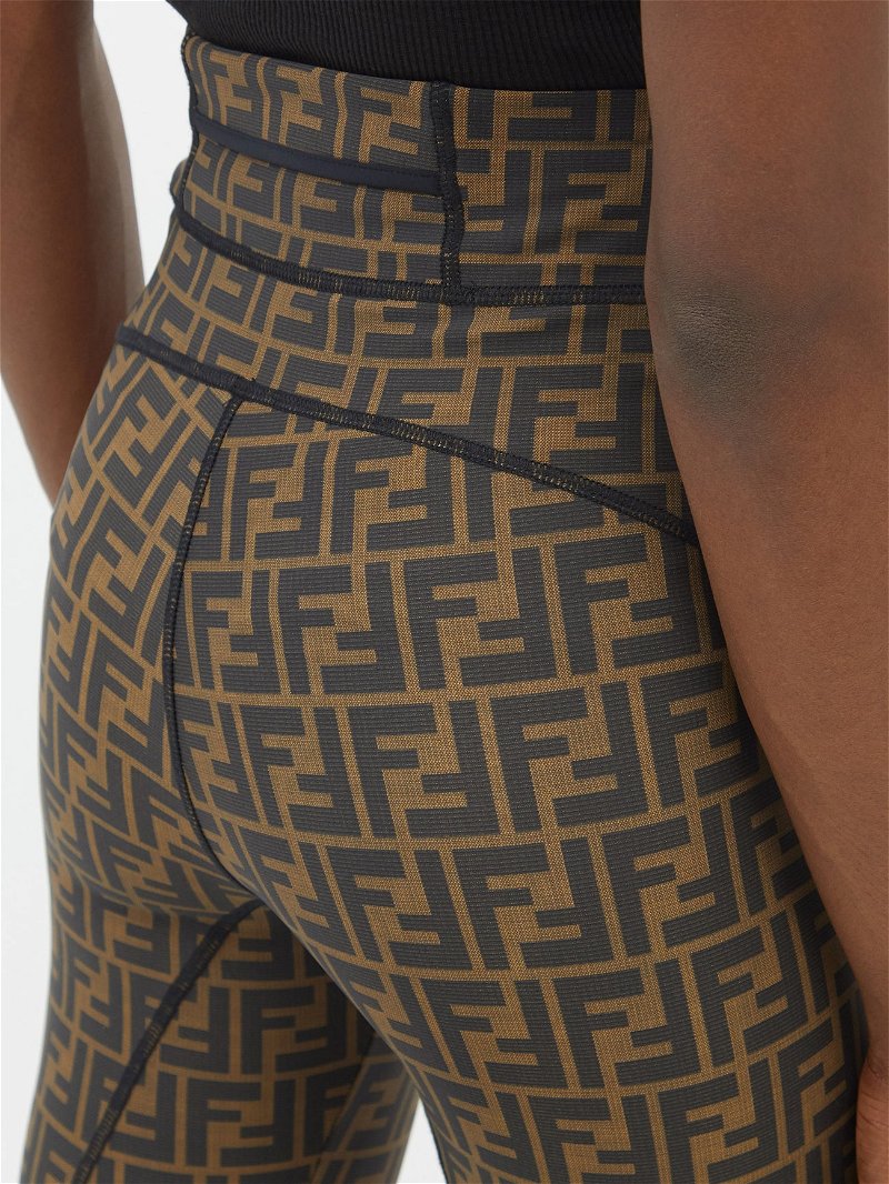 Fendi Striped Logo Leggings Bronze