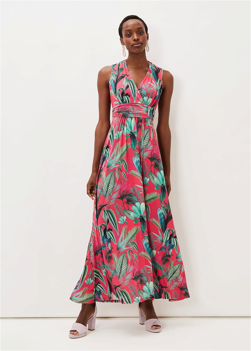 PHASE EIGHT Antonia Palm Print Maxi Dress in Multi-Coloured