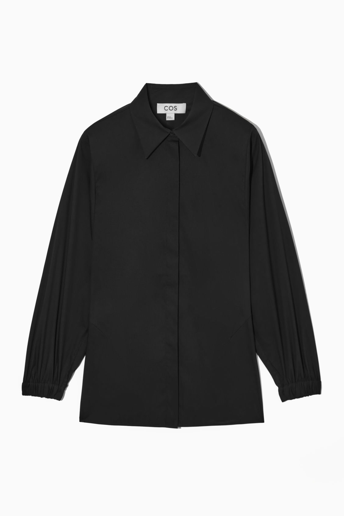 cos-slim-fit-elasticated-waist-shirt-in-black-endource
