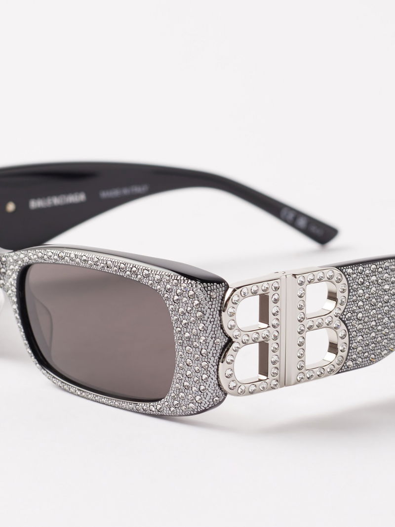 Balenciaga Dynasty Sunglasses with Crystal-Studded Silver Frame Balenciaga Two-Tone Dynasty Crystal Sunglasses - Silver  main image 4