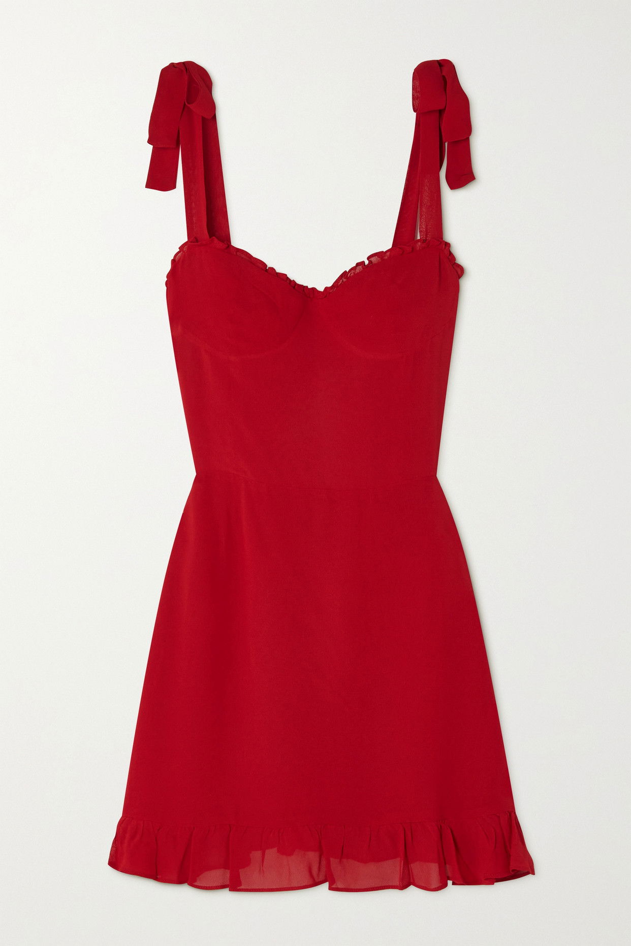 REFORMATION Christine Ruffled Georgette Mini Dress | endource