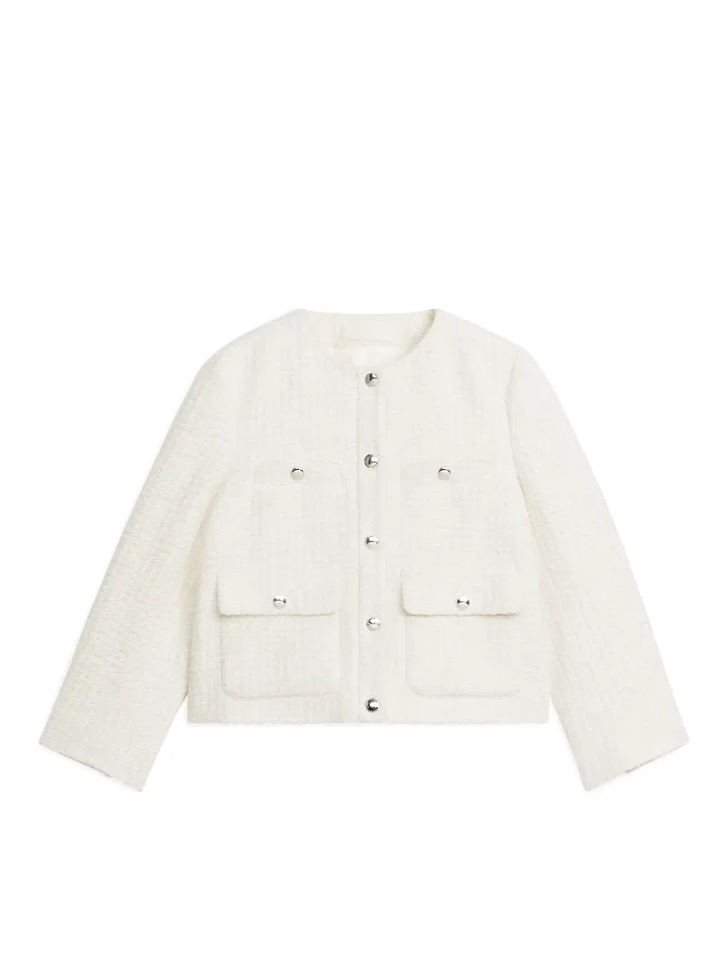 ARKET Bouclé Jacket in Off White