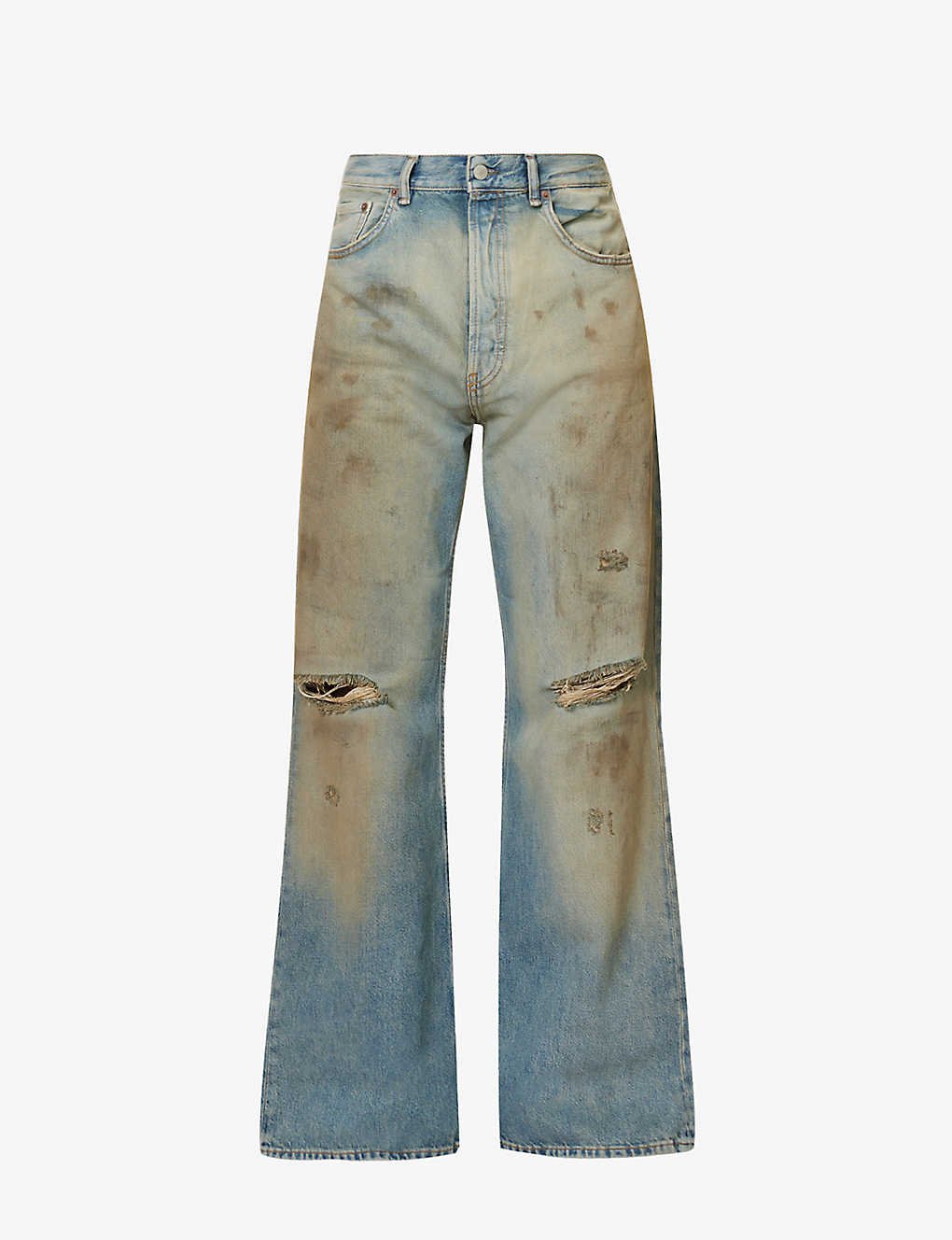 ACNE STUDIOS Penicillin Distressed Relaxed-Fit Jeans in MIDBLUE | Endource