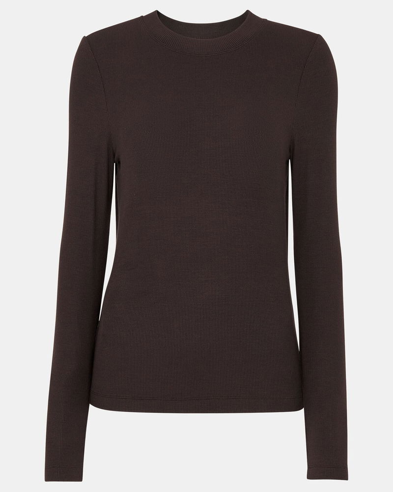 Whistles Essential Ribbed Crew Brown Whistles Essential Ribbed Crew Brown