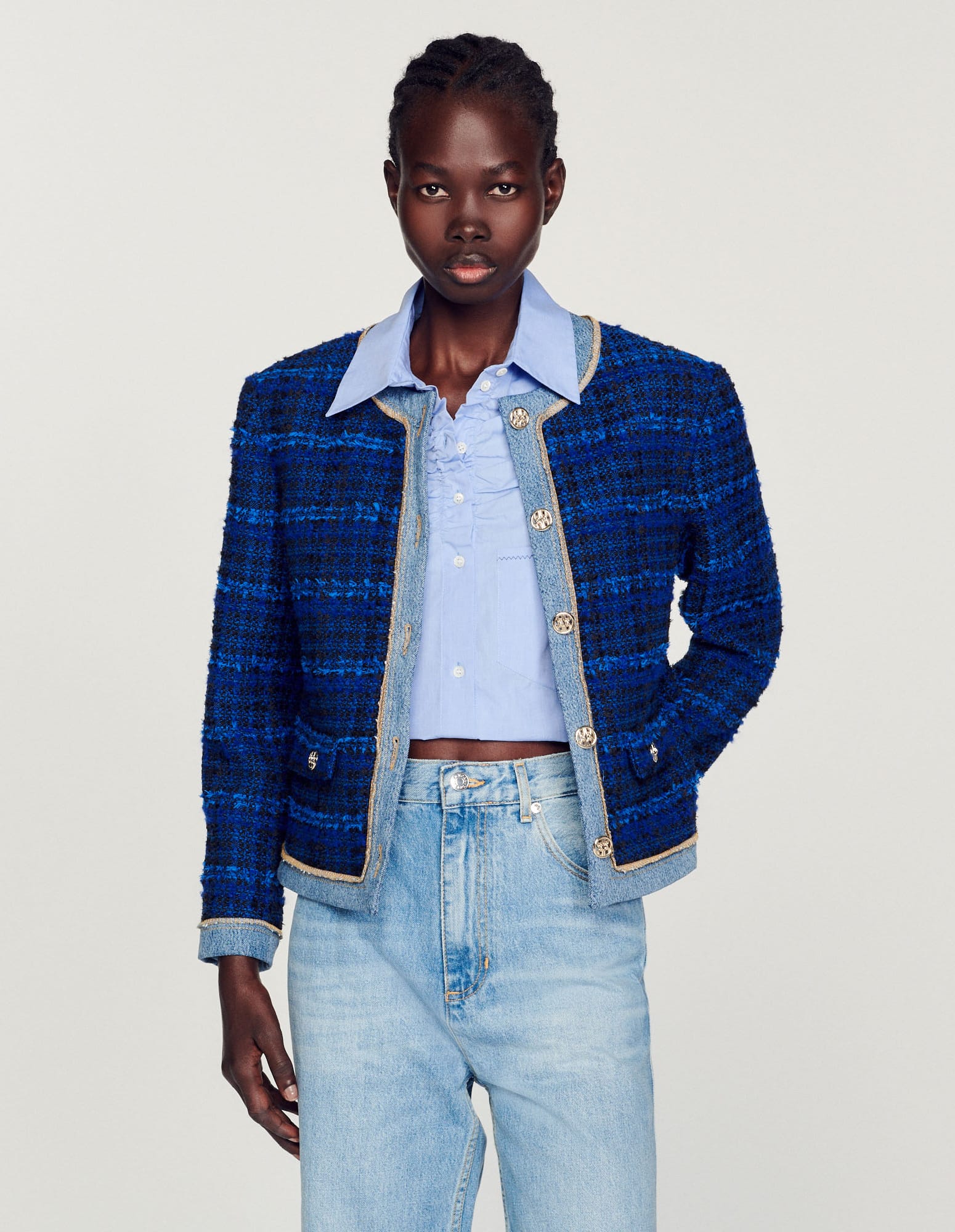 Tweed Jacket Sandro Tartan Jacket Spring Summer 2021 Tweed Jacket
