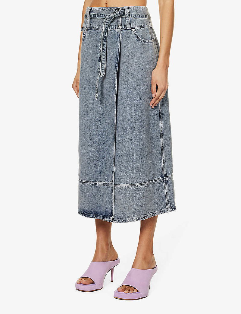 Stonefade Denim Midi Skirt
