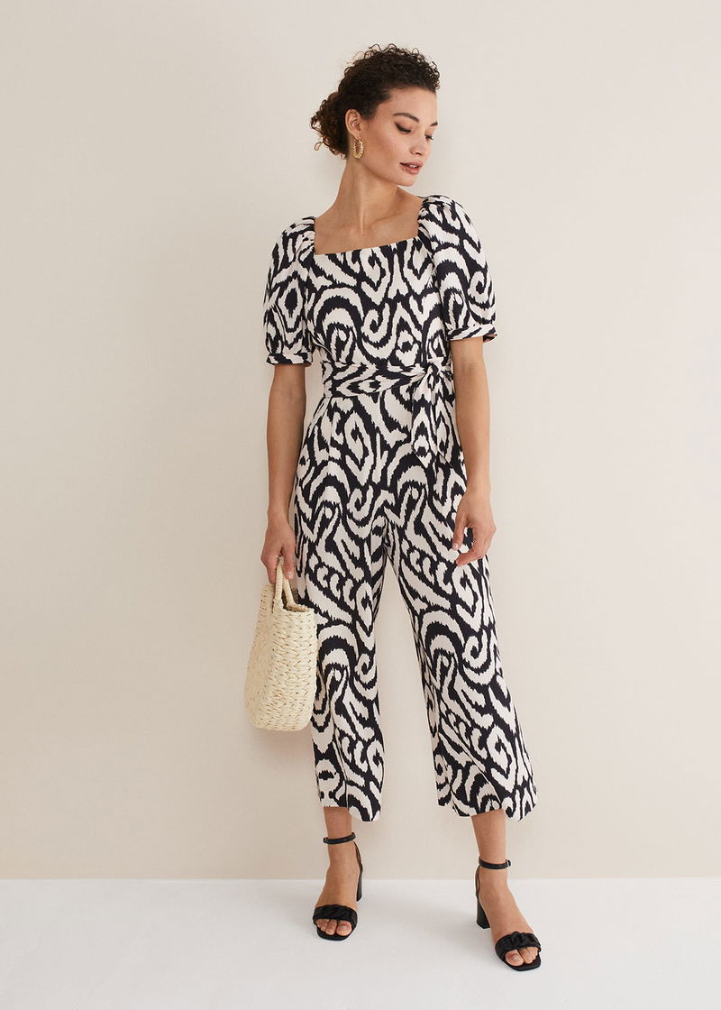 Sara Puff Sleeve Printed Jumpsuit Sara Puff Sleeve Printed Jumpsuit