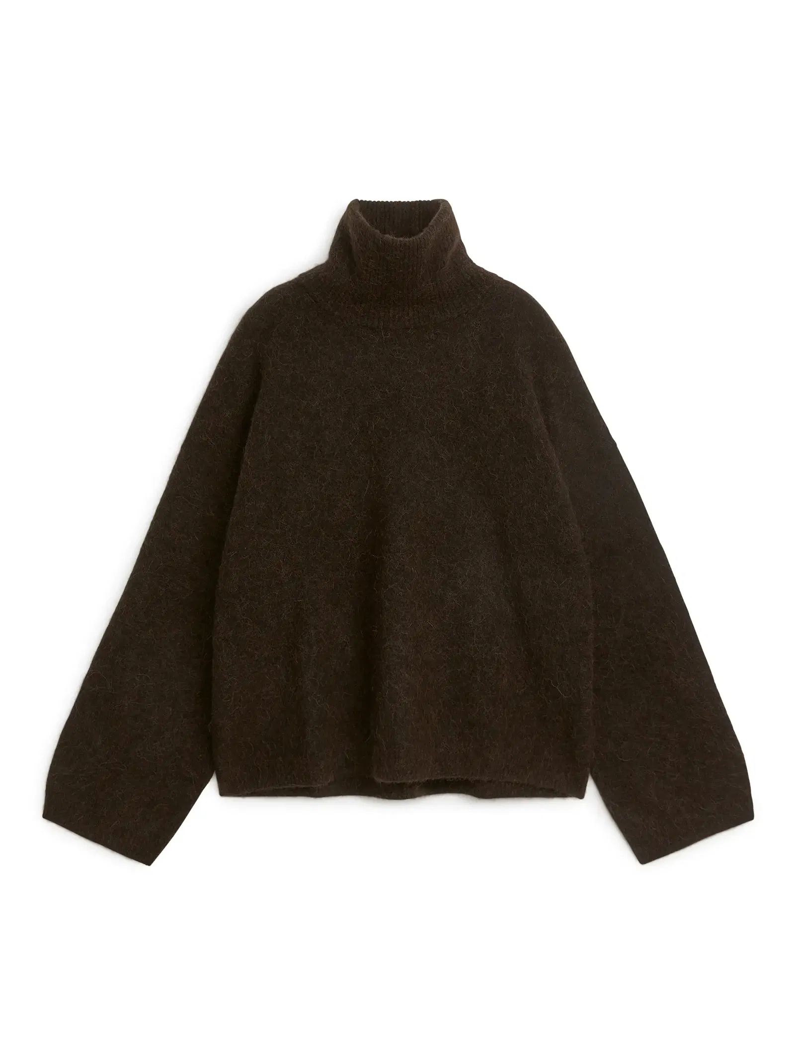 Arket Wool Alpaca Roll Neck Jumper In Dark Brown Endource