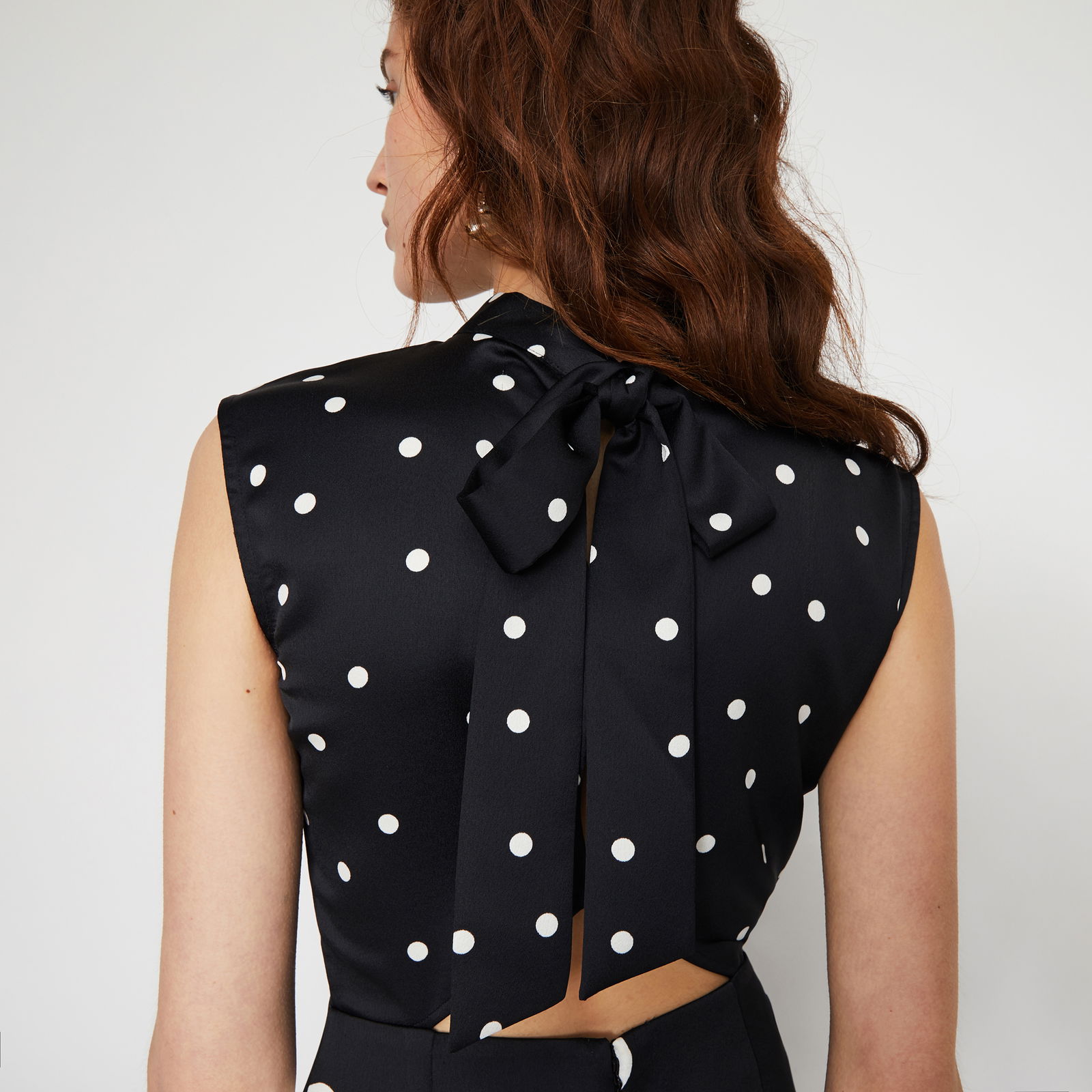 mixed spot midi dress warehouse Printed Midi Warehouse Mixed Spot Midi Dress Buy Black White Polka Dot Print Mesh Pleated Puff Sleeve Waist