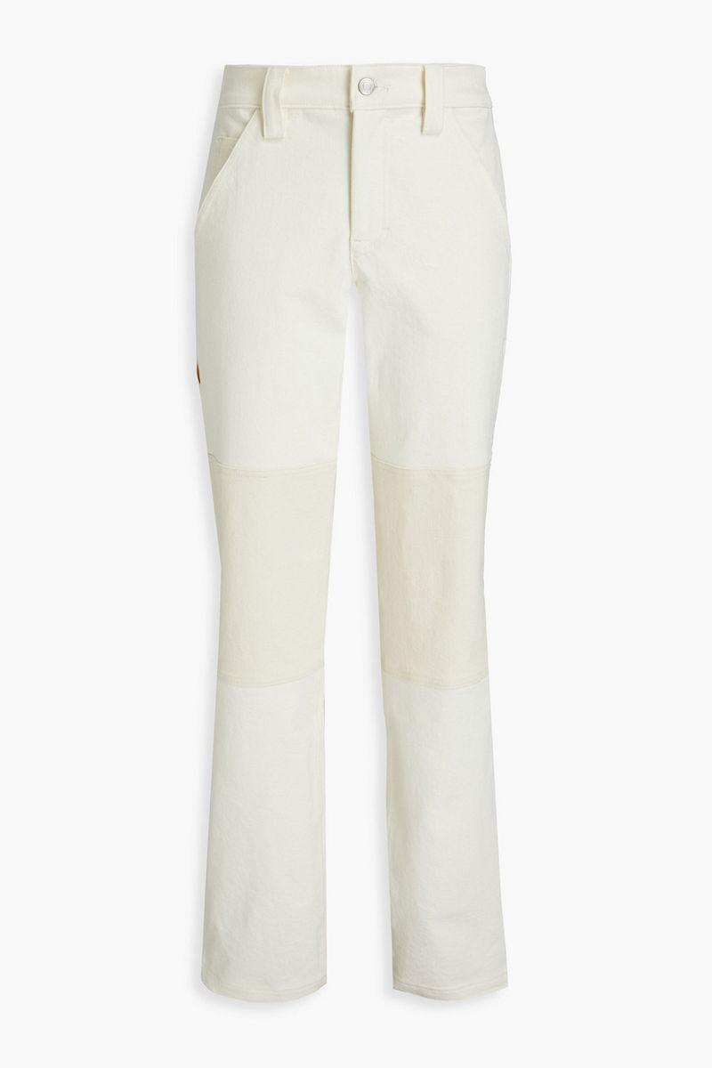 Two-tone double-waisted jeans