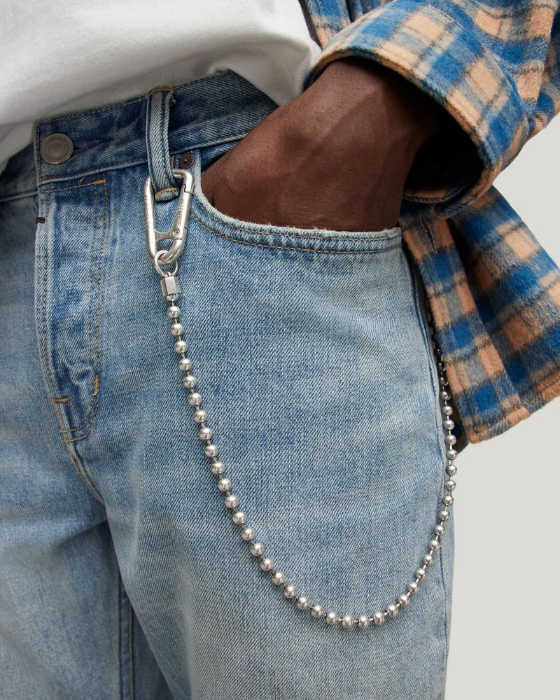 ALLSAINTS Otto Silver-Tone Ball Belt Chain in Warm Silver | Endource