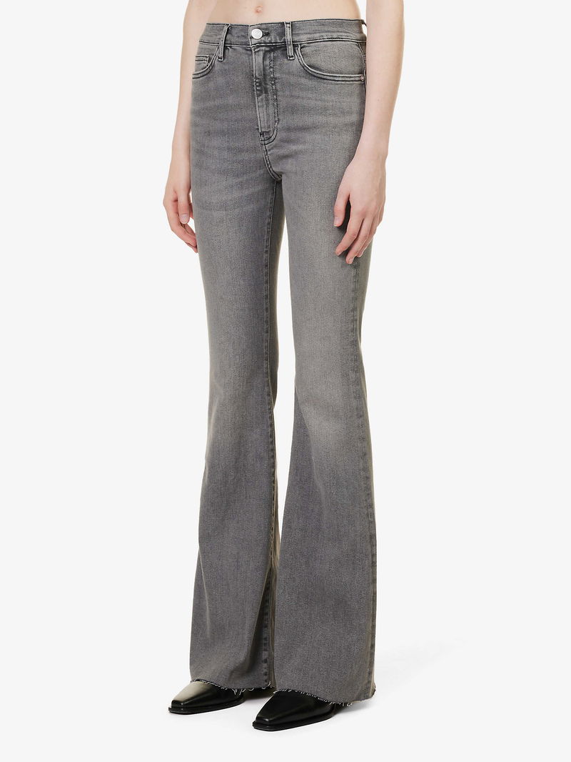 Le High Flare high-rise velvet flared jeans in white - Frame