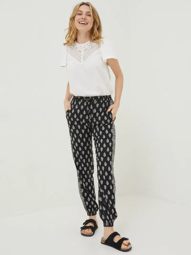 Floral Jacquard Side Zip Slim Fit Trousers, FatFace