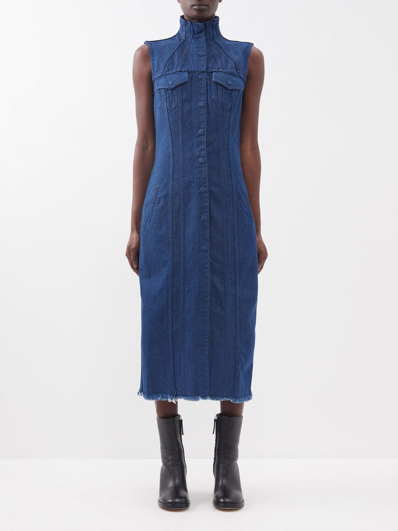Marques'Almeida High-Neck Denim Shirt Dress endource