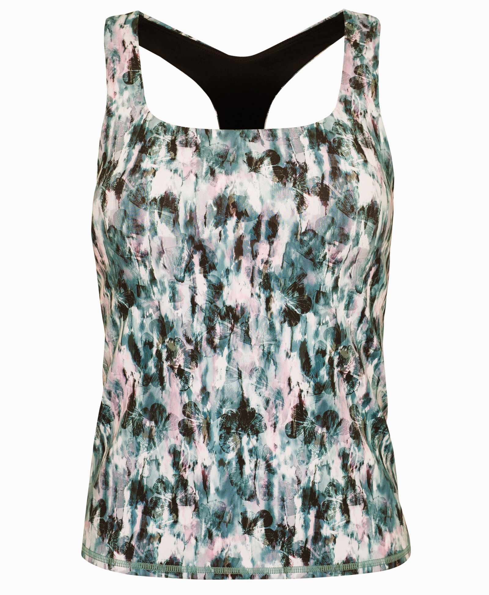 Sweaty Betty • Super Sculpt Yoga Vest Blue Xray Floral Racerback