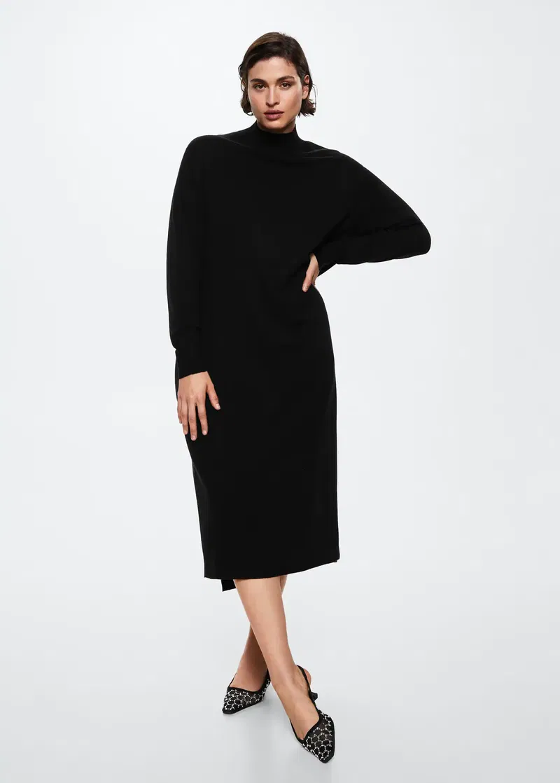 MANGO Knitted Perkins Neck Dress | endource