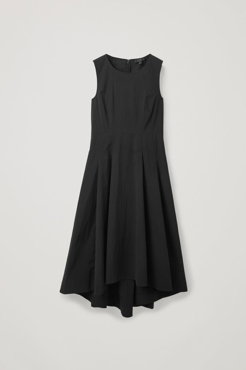 cos waisted dress with pleats COS Women's Pleated Linen Maxi Dress in Black | Cotton