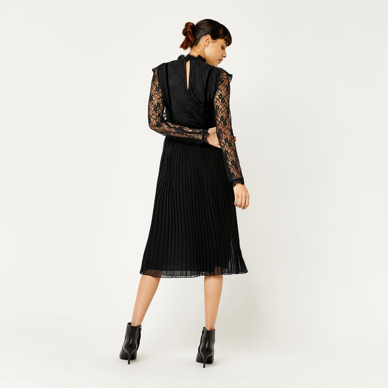 warehouse lace dress Black Warehouse Premium Lace Sequin Frill Tier Plunge Neck Maxi Dress