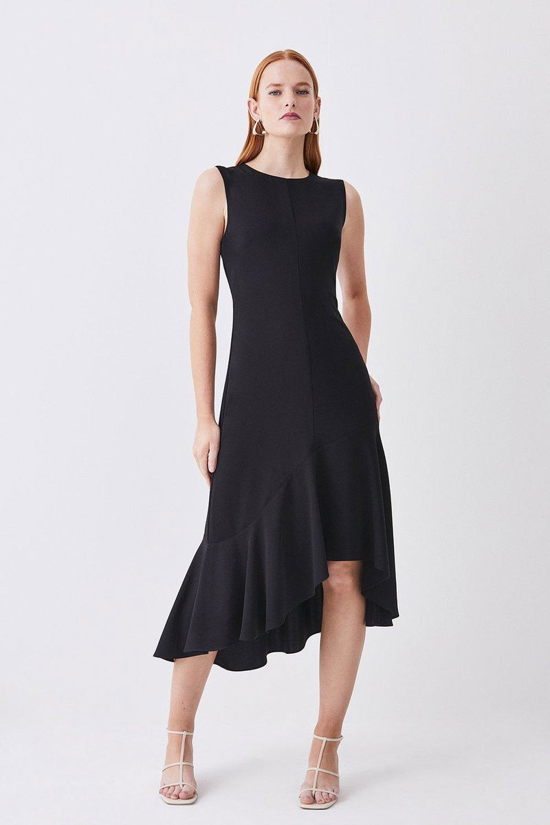 Soft Tailored High Low Midi Dress