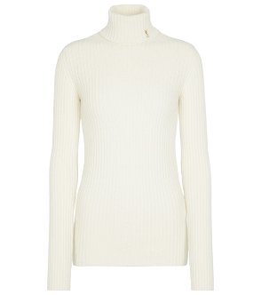 Cassandre Wool Blend Turtleneck Sweater in White - Saint Laurent