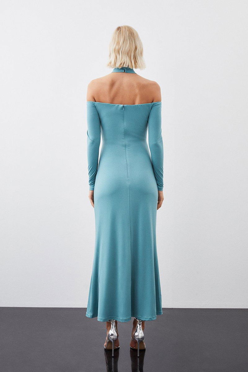 Satin Back Crepe Column Woven Midaxi Dress