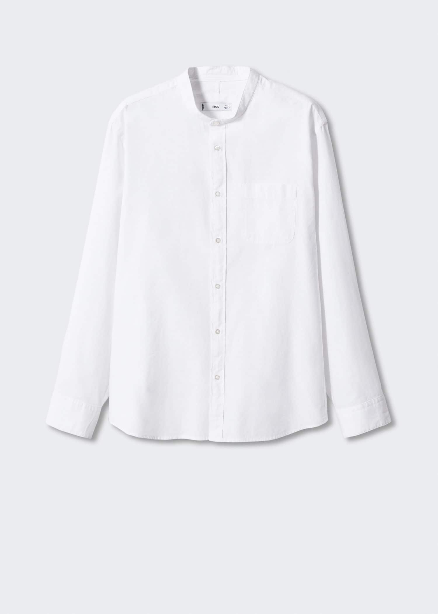 Sky Blue Stripe Mao Collared Shirt main image 1