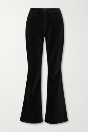 High-rise velvet flared pants in black - Frame