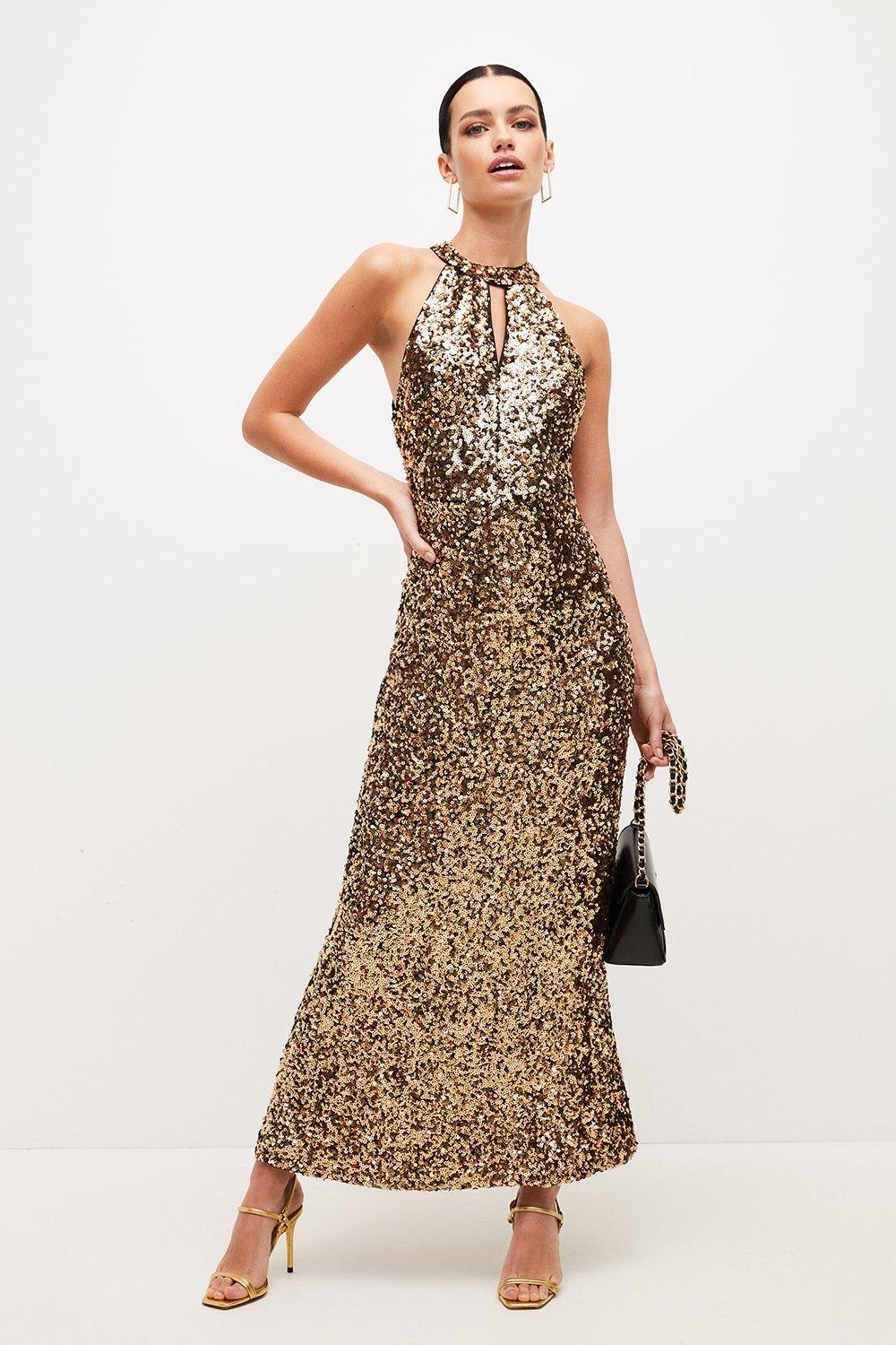 slim fit dress slacks Rent ASOS EDITION Batwing Sleeve Sequin Wrap Midi Dress In Gold