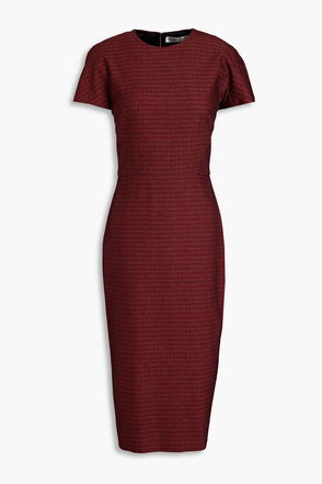 MANGO Fringed Jacquard Dress Russet Women Dresses