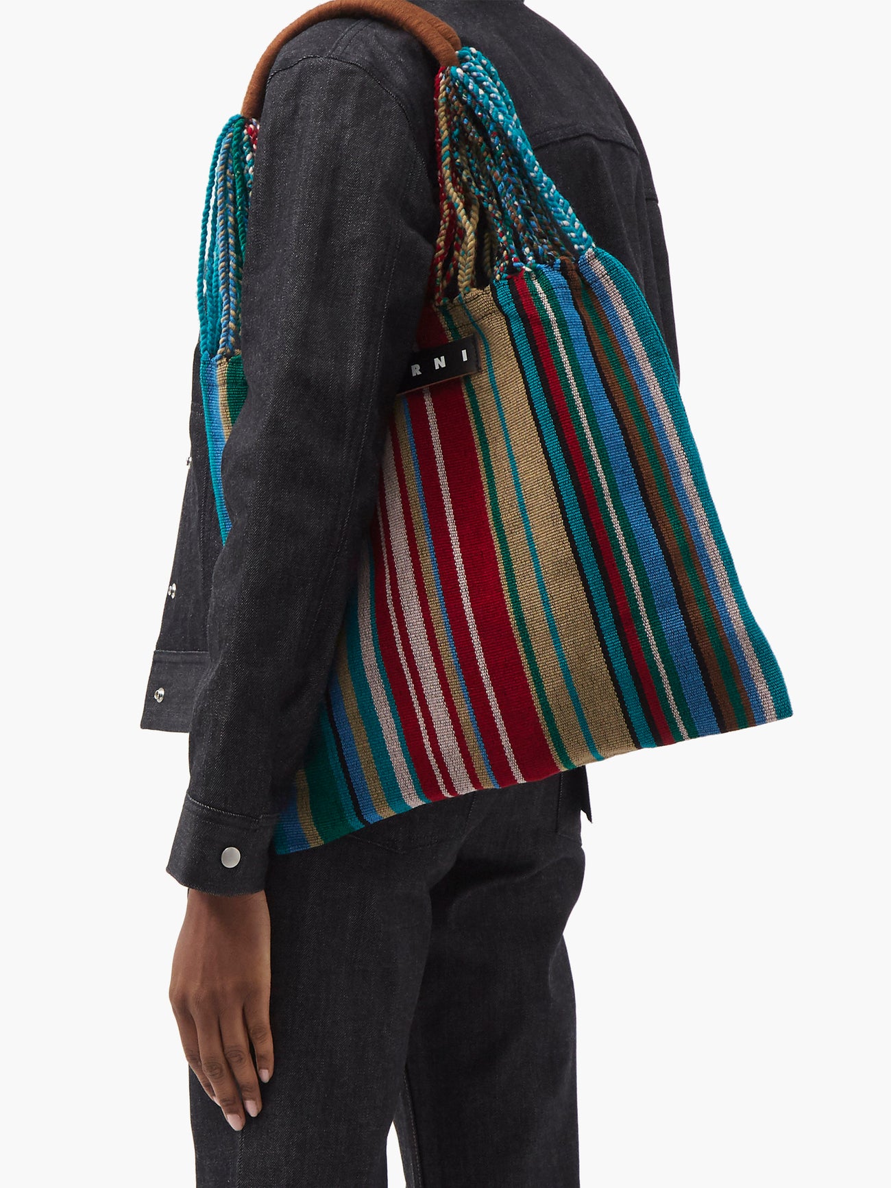 MARNI Hammock Striped Canvas Tote Bag | endource