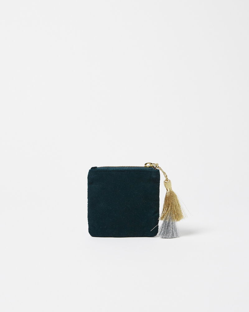 OLIVER BONAS Star Velvet Pouch in Green | Endource