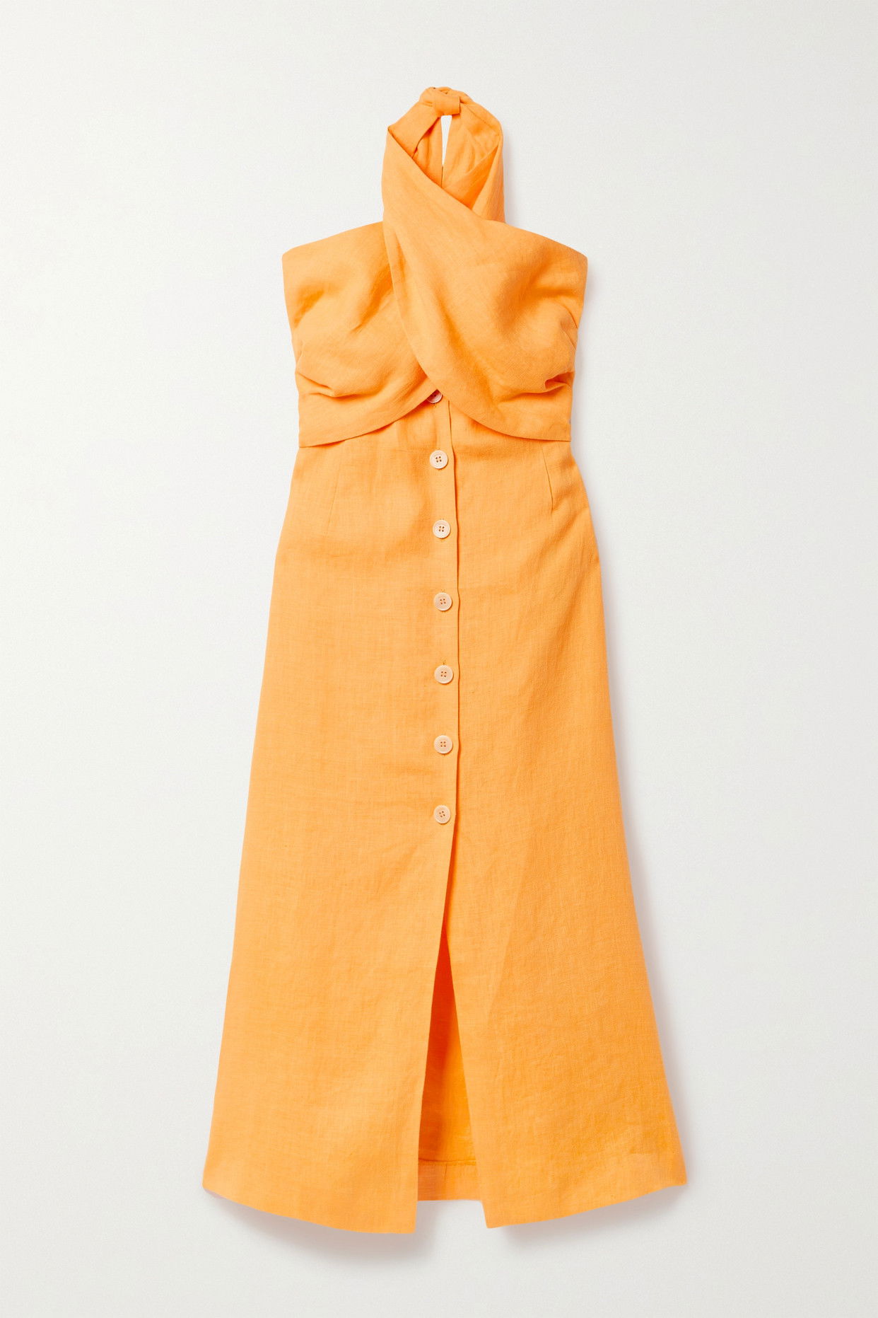 nanushka soffio linen halter dress NANUSHKA Soffio Cutout Linen Halterneck Dress