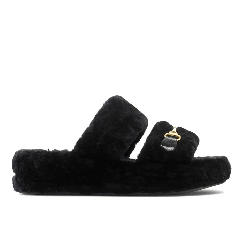 RUSSELL & BROMLEY Snuggle Open Slipper in Leather / Shearling | Endource