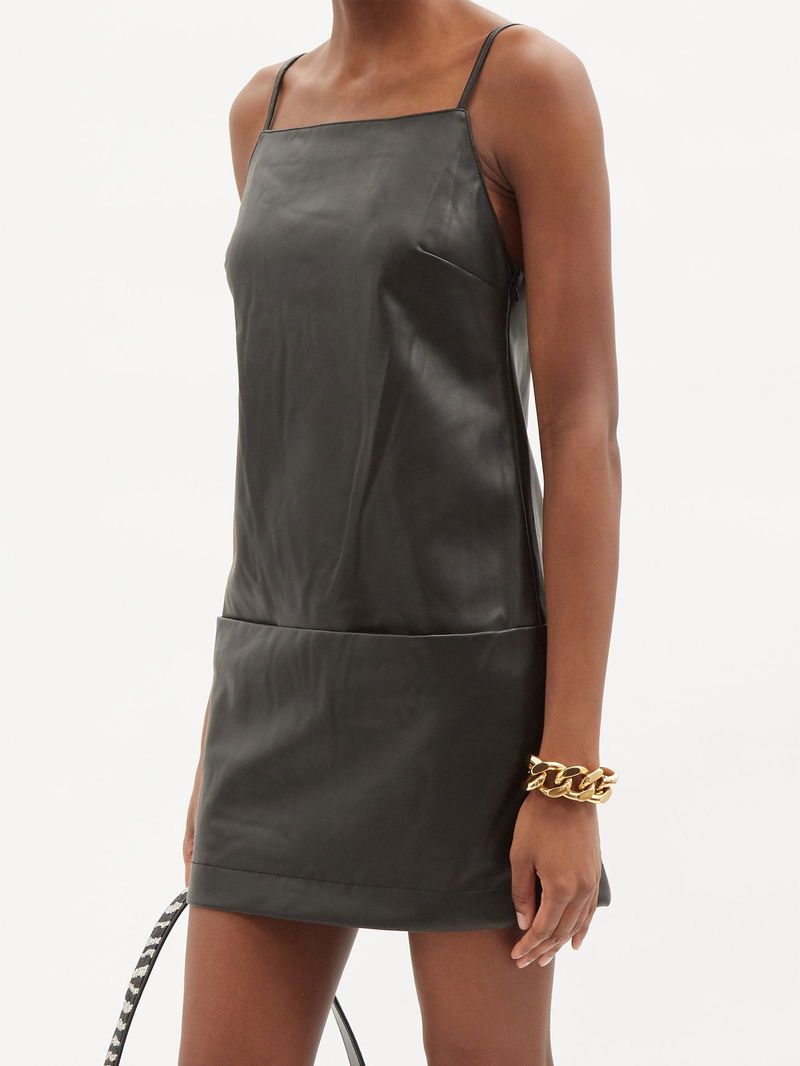 slim fit dress slacks STAUD PHARE LEATHER DRESS TRUFFLE main image 0