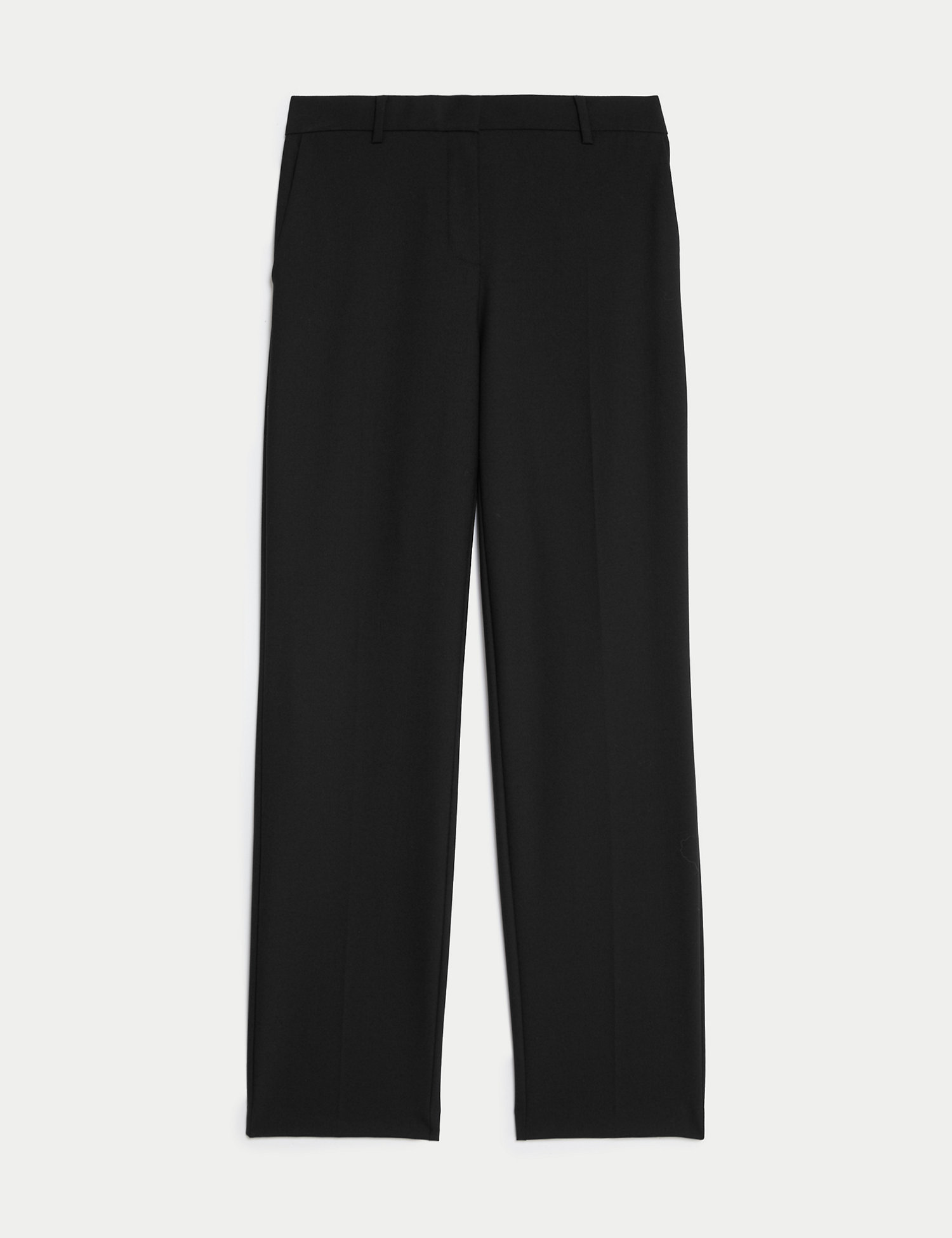 AUTOGRAPH Wool Blend Straight Leg Trousers With Silk in Black