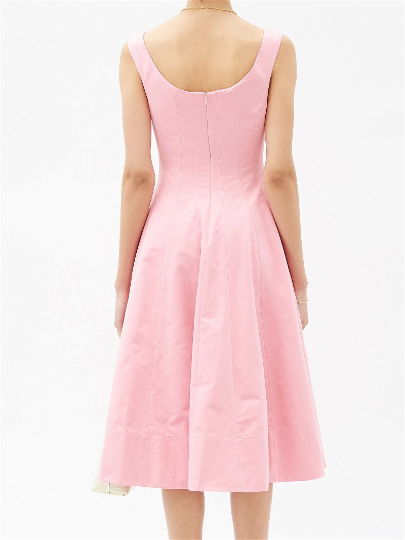 STAUD Loretta Square-Neck Cotton-Blend Dress in Pink | Endource