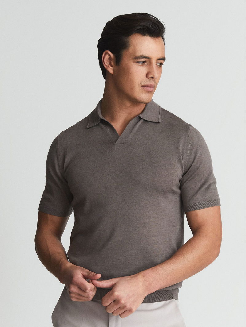 710803533001 - For REISS Duchie Merino Wool Open Collar Polo Shirt